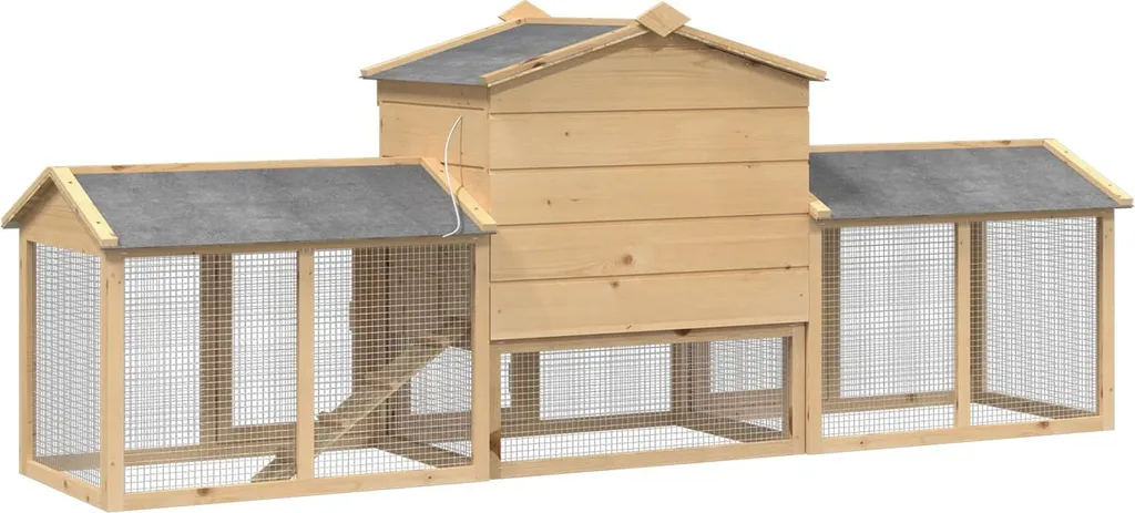 Abri pour poules en bois de pin massif marron résistant aux intempéries - 2