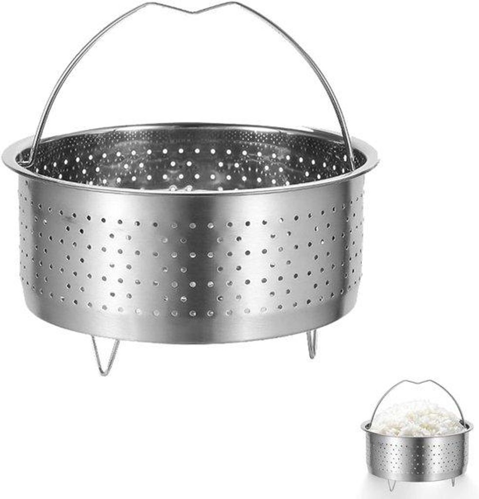 Stahl-Steamer, 17,5 cm, Handgriff, für schnelle Kochtopfe, aus Edelstahl, für das Dämpfen von Gemüse und anderen Lebensmitteln.
