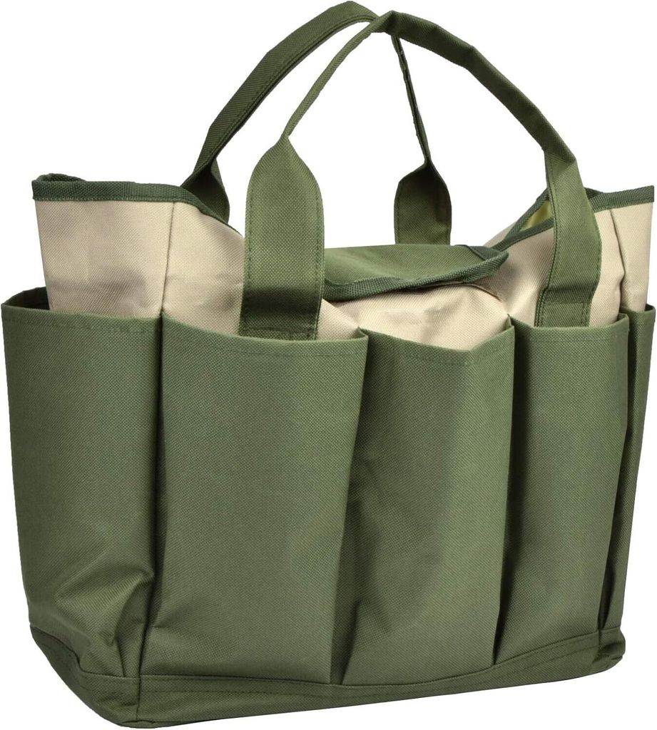 Gartenwerkzeugtasche, Garten-Tragetasche mit 8 Taschen, Canvas-Aufbewahrungstaschen für Gartenwerkzeuge, robuste große Organizer-Tasche für Gart...