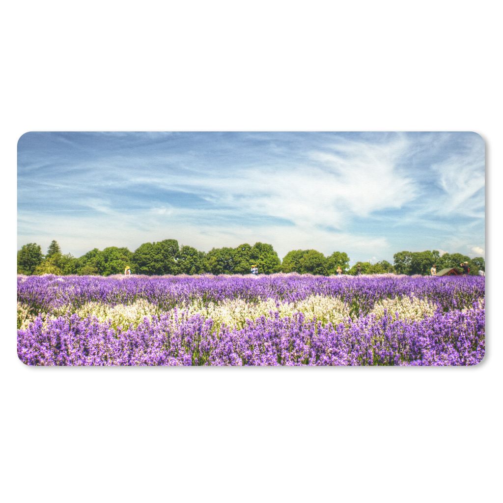 MuchoWow Schreibtischunterlage Lila und weiß blühender Lavendel auf einem Feld 80x40 cm - XXL Mauspad - Gaming Mauspad