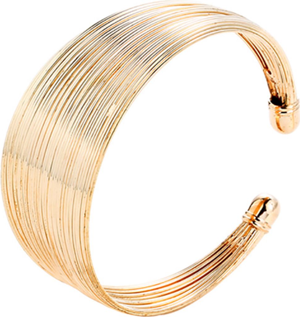 Mode Frauen Multi Wire Kreis Öffnung Armreif verstellbare Manschette Armband Geschenk-Golden