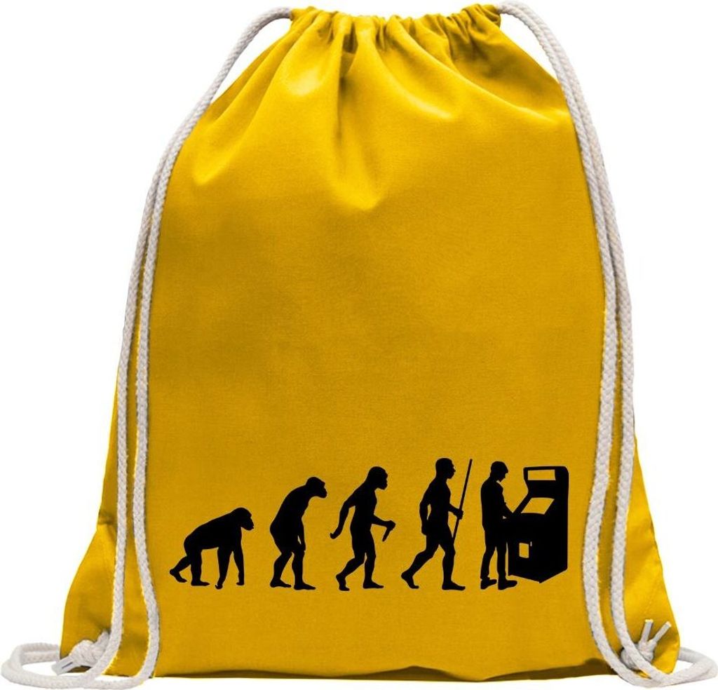 Kiwistar - Turnbeutel - gelb - Spielautomat Evolution - Fun Rucksack Sport Beutel Gymsack Baumwolle mit Ziehgurt