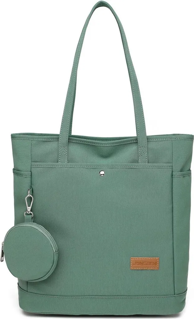 Borsa a tracolla grande verde con portamonete e zip per donna elegante