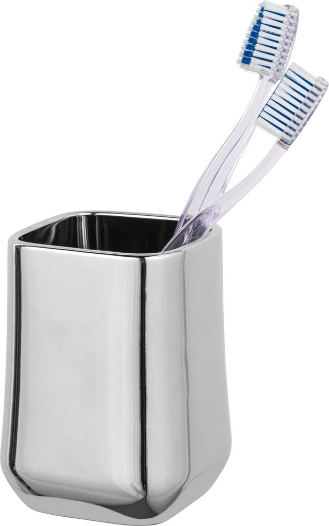SCHÖNER WOHNEN-Kollektion Keramik Zahnputzbecher Mod. Adine, Chrom, für Zahnbürste und Zahnpasta