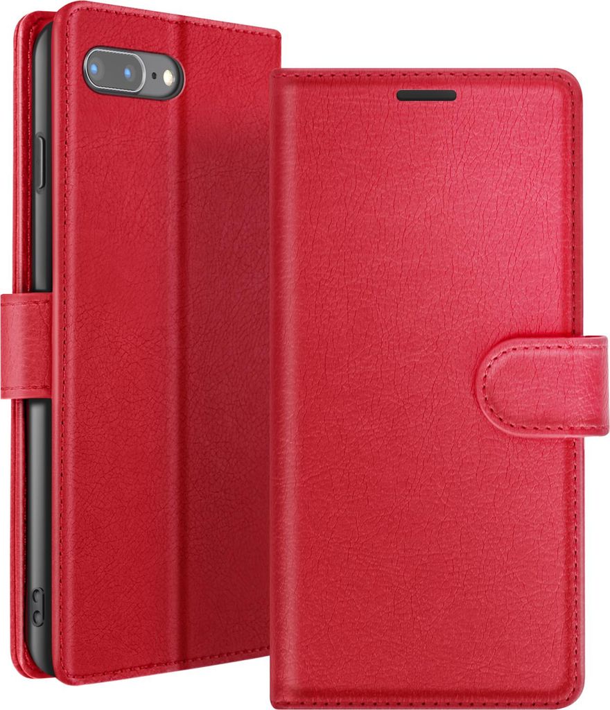 Zanaé, Portemonnaie Etui iPhone 8 Plus / 7 Plus Ständer Magnetverschluss, Rot