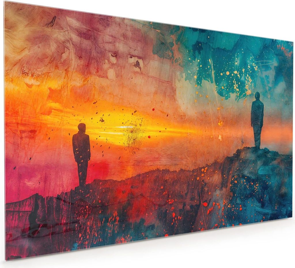 Küchenrückwand Spritzschutz Glas mit Motiv Abstrakte Sonnenaufgang 40 x 40 cm