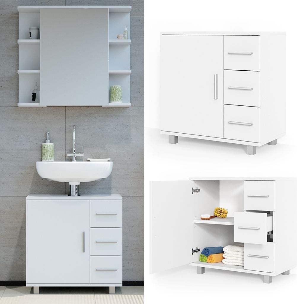 Vicco Waschbeckenunterschrank Ilias, 60 x 60.8 cm, Weiß Produktbild 2