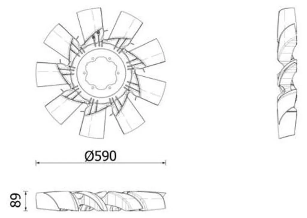Ventilateur de refroidissement pour radiateur VOLVO FH II MAHLE 590 mm