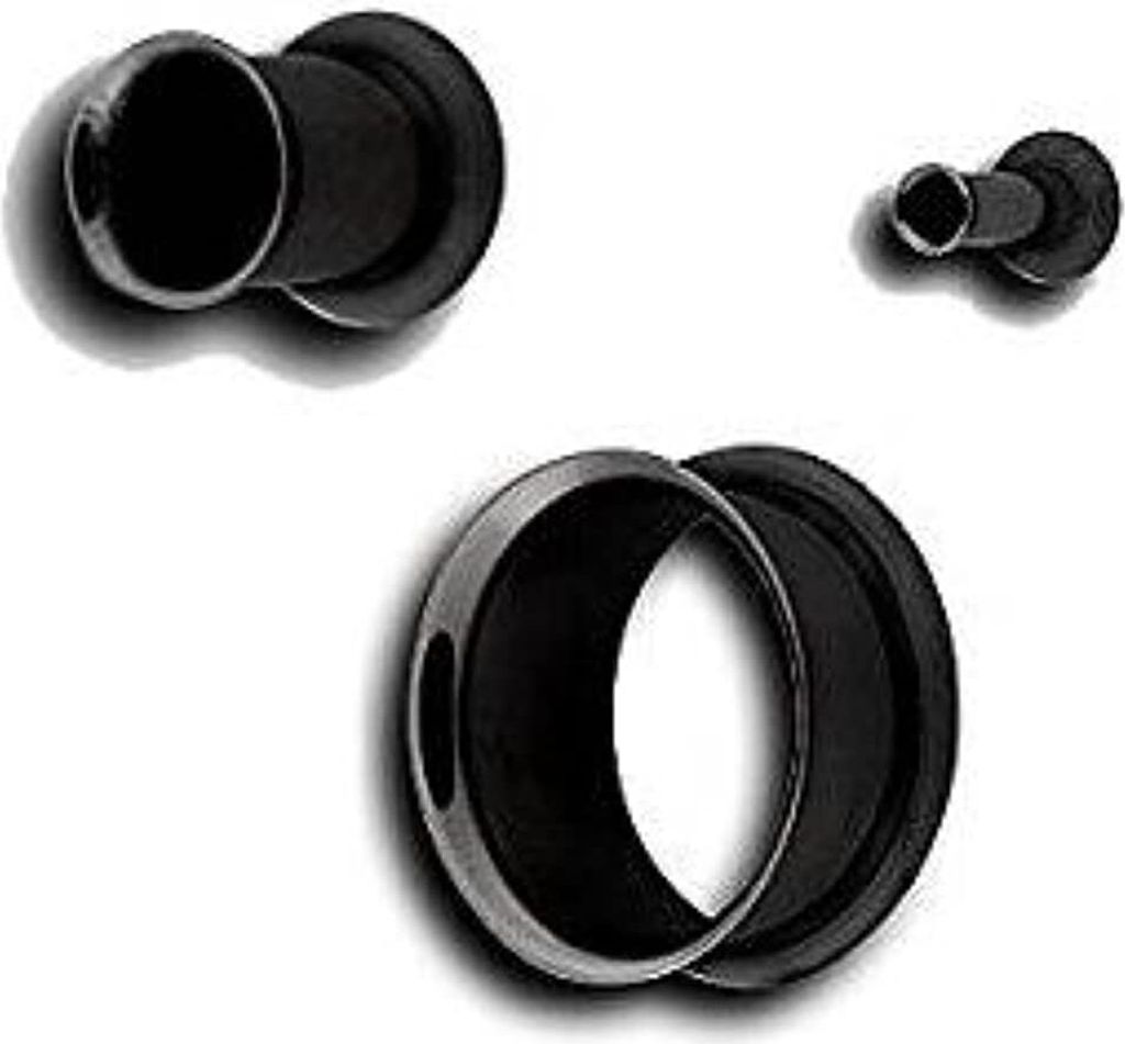 Ohr Single Flared Eyelet Black Tunnel Tube Piercing 12mm