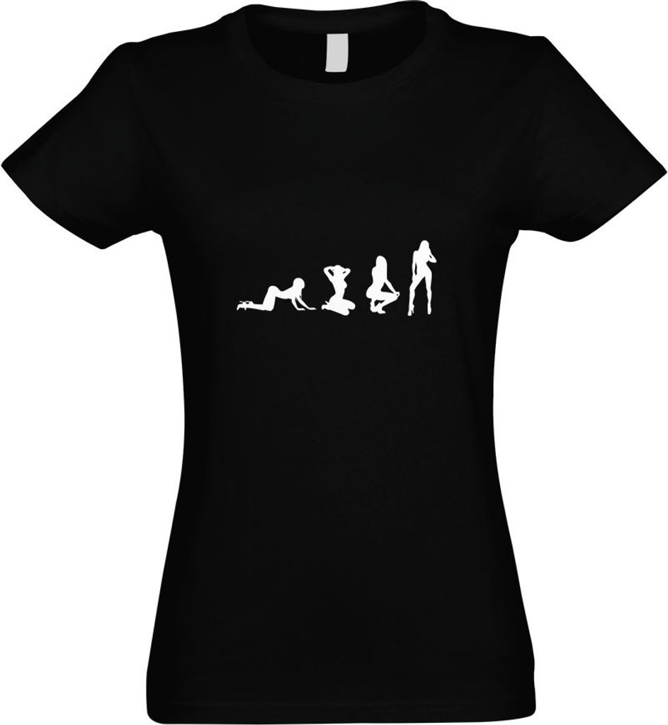 Kiwistar - T-Shirt tailliert - Damen - schwarz - y Girl Gogo Evolution - mit Motiv Bedruckt - Funshirt Design - Sport - Freizeit - Damen - XXL