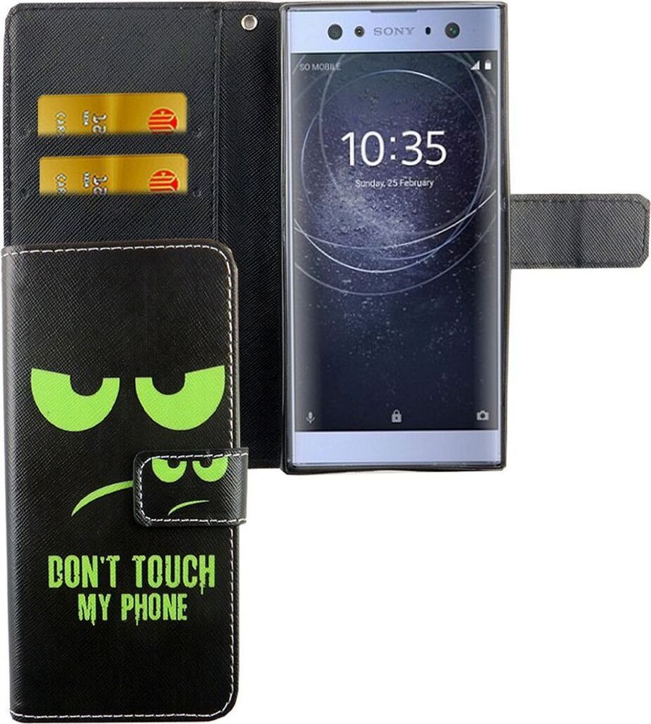 Handyhülle Tasche für Handy Sony Xperia XA2 Dont Touch My Phone Grün