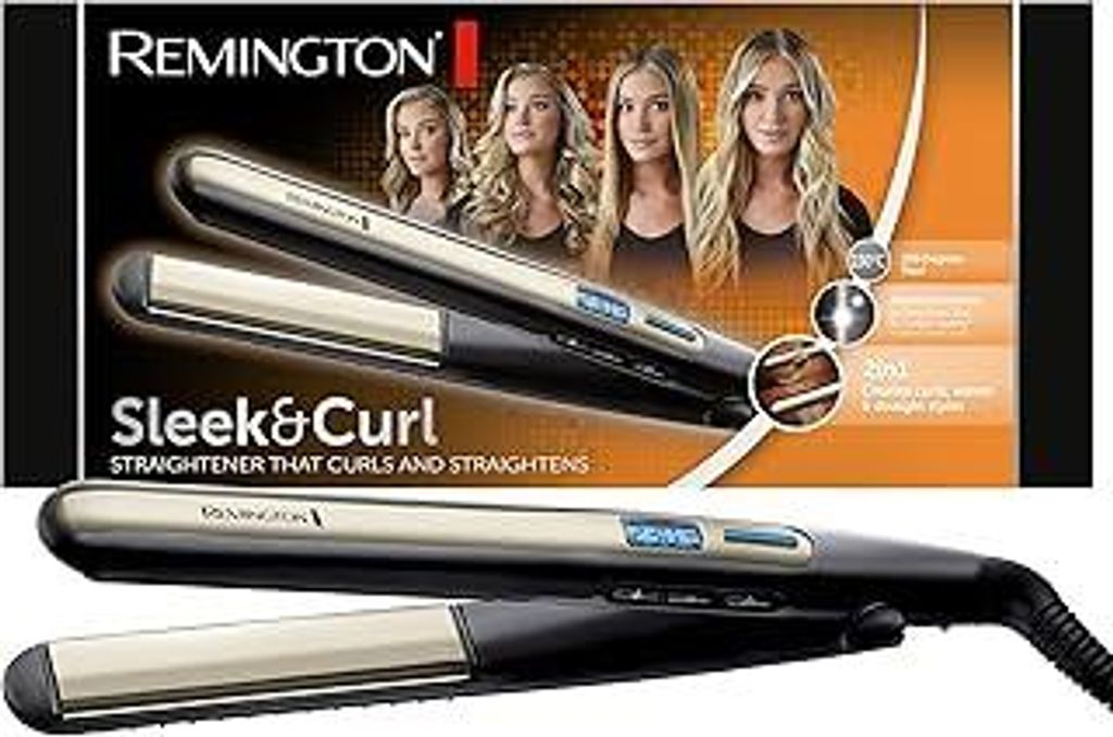 Remington Glätteisen Sleek & Curl (abgerundetes Design -ideal zum Glätten & Stylen von Locken und Wellen, hochwertige Ultra-Turmalin-Keramikbesch...