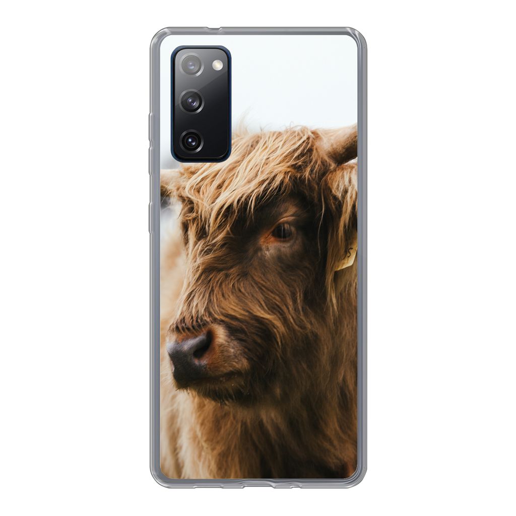 MuchoWow Handyhülle Schutzhülle Hülle für Samsung Galaxy S20 FE Schottischer Highlander - Tiere - Hörner Silikon Softcase Handy Hülle - Abd...