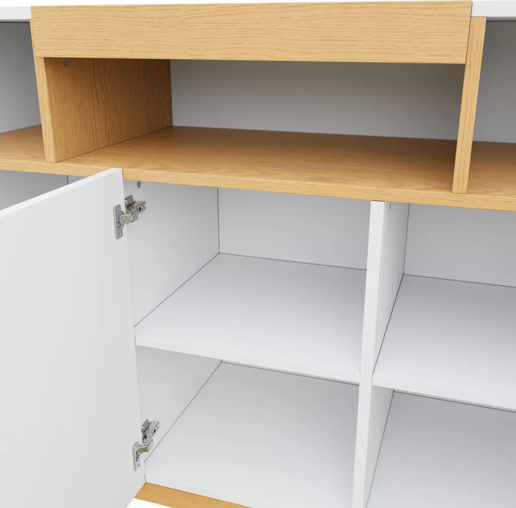 Commode de rangement multifonctionnelle blanche avec étagère ouverte - 9