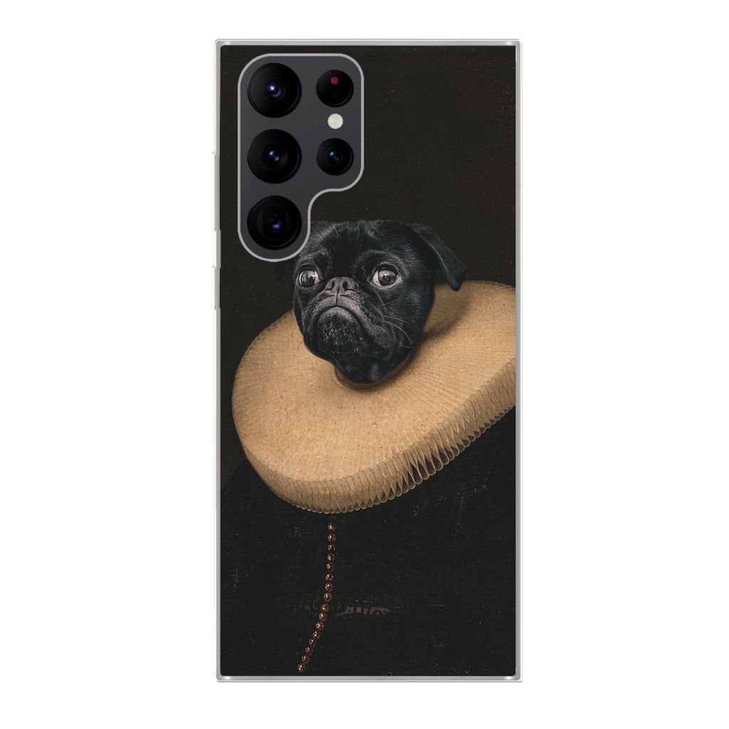 MuchoWow Handyhülle Schutzhülle Hülle für Samsung Galaxy S22 Ultra Hund - Halsband - Kunst Silikon Softcase Handy Hülle - Abbildung