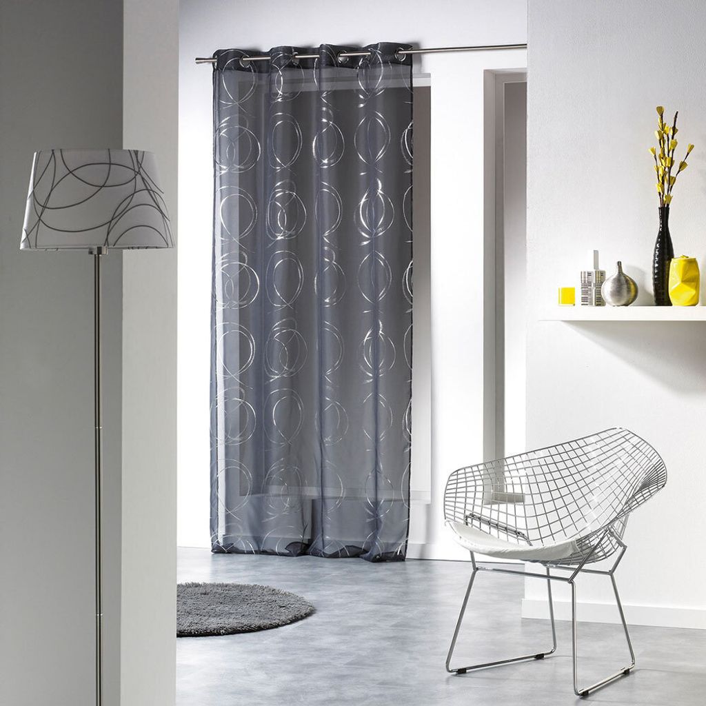 Voile Vorhang 140 cm x 240 cm Swoosh Charcoal Grey