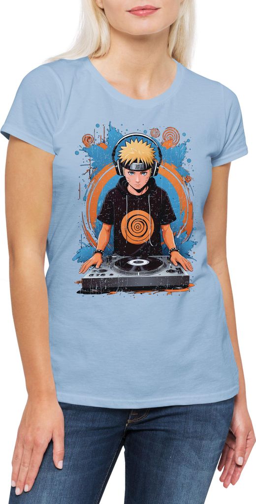 Urban Backwoods Ninja DJ, Damen T-Shirt, Farbe: Hellblau, Größe: M