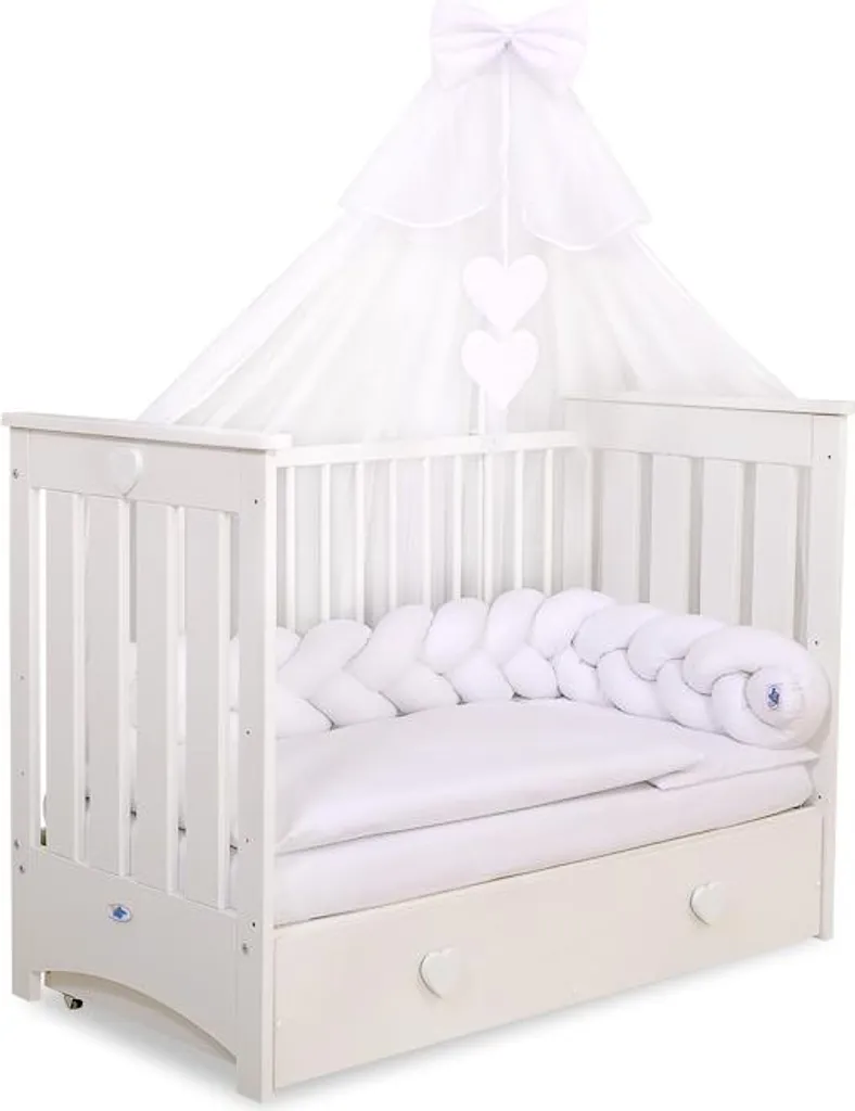 Tour de lit tressé pour bébé blanc 180 cm - Tresse de lit modulable