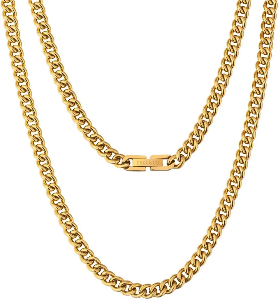 Catena Uomo 5mm Maglia Cubana Placcata Oro 18kt - Eleganza Senza Tempo