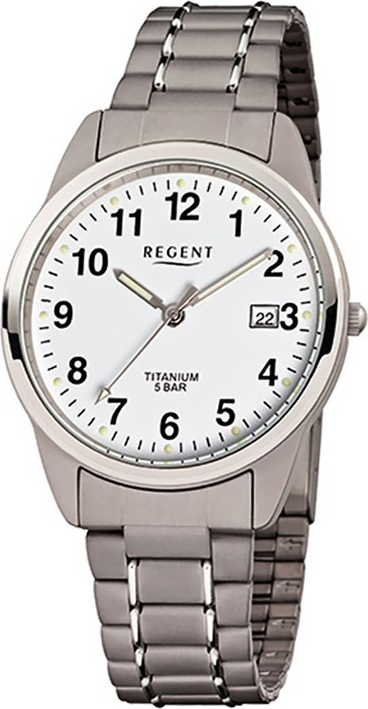 Regent Titan Herren Uhr F-432 Quarzuhr Armband grau silber D2URF432