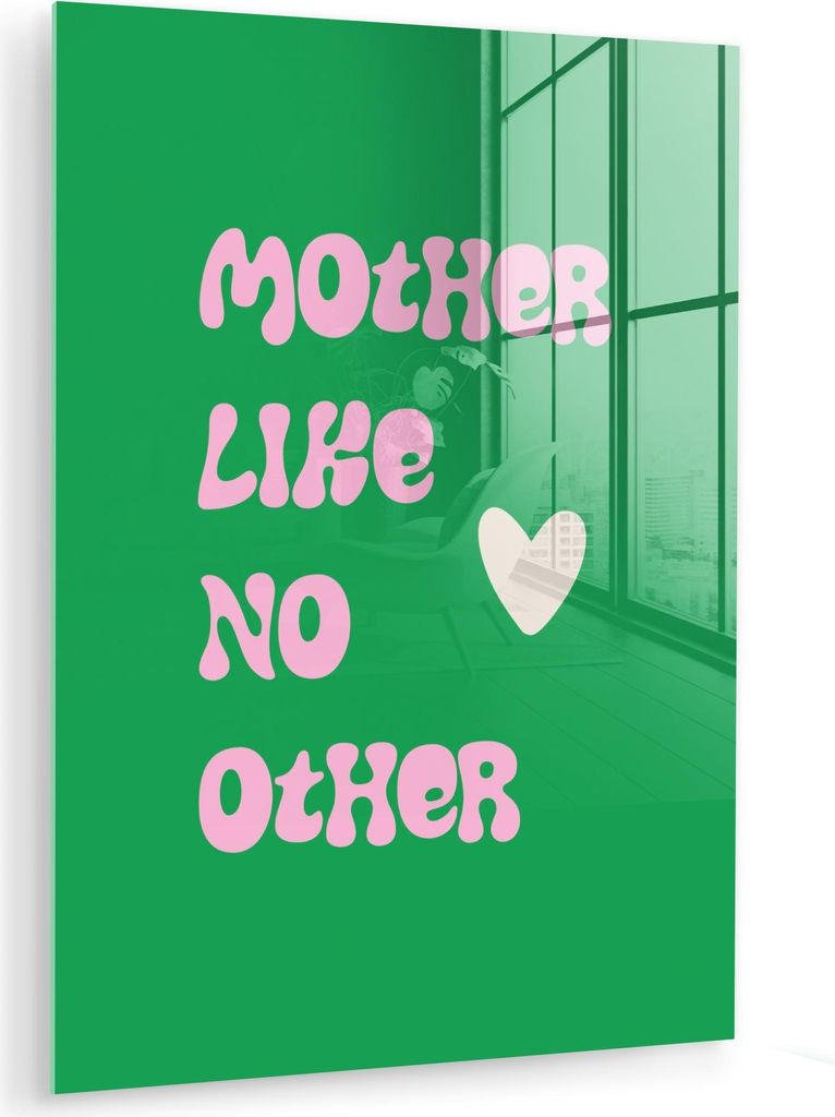 MuchoWow Glasbilder - Bilder auf Wandbild - Foto auf Glas Text - Herz - Mutter - Grün 60x80 cm Wanddekoration aus Glas - Acrylglasbild - Acrylbild...