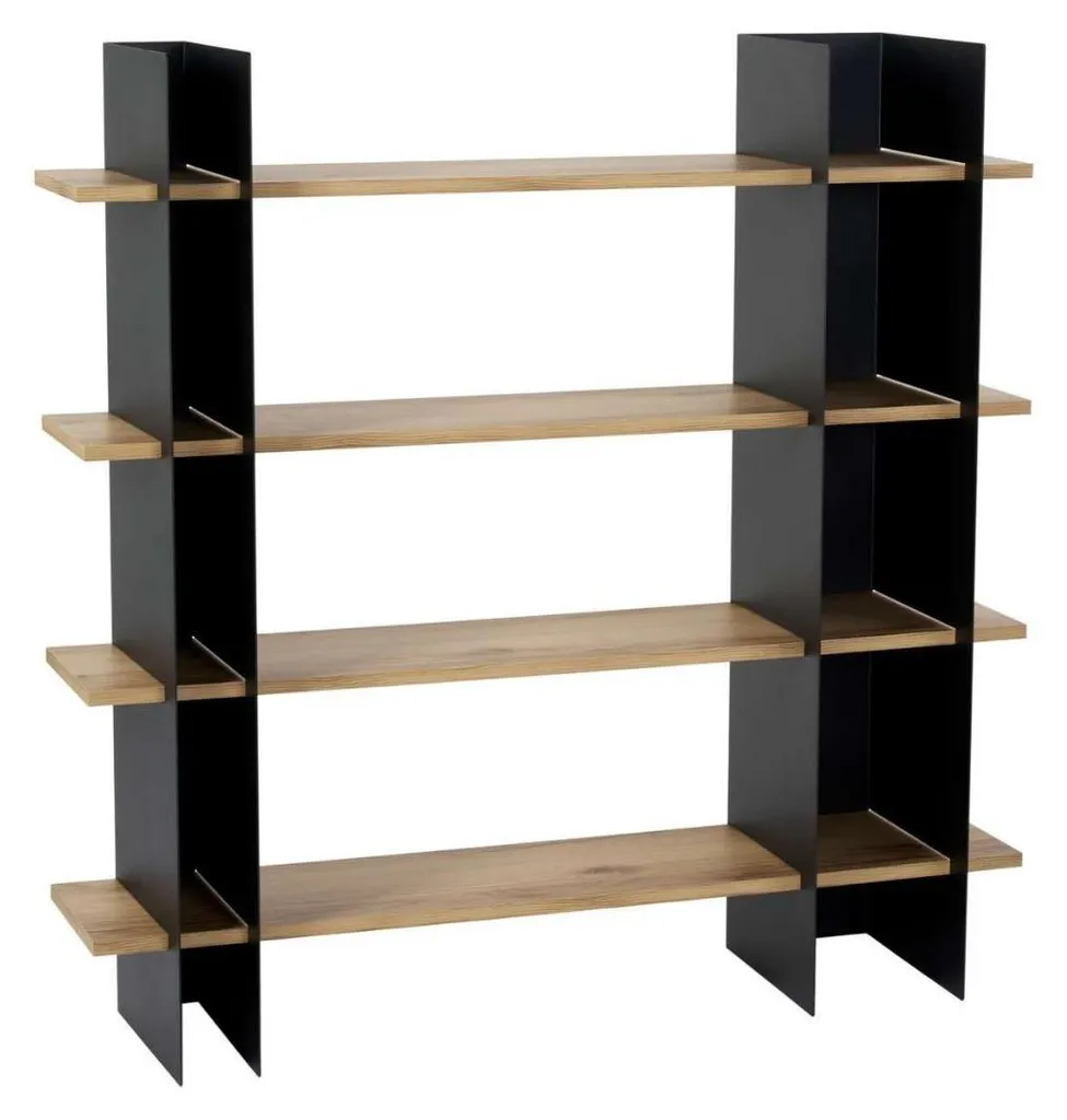 CALICOSY KATE Étagère Industrielle Structure Métal et Chêne L120 cm