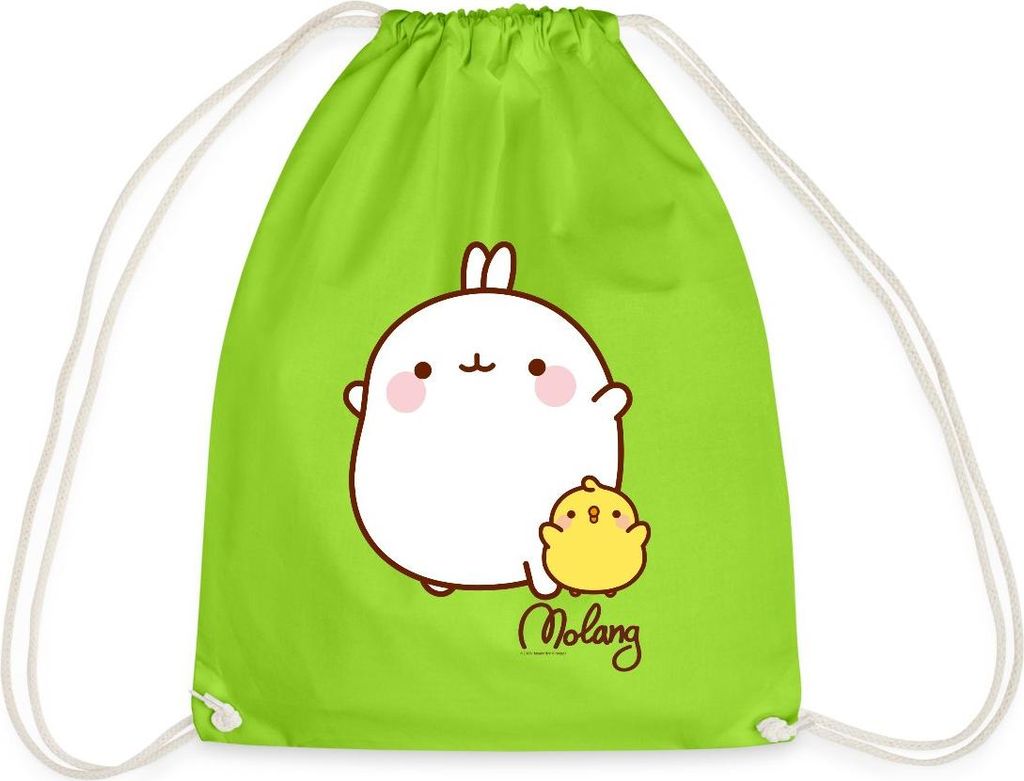 Spreadshirt Molang Piu Piu Freunde Turnbeutel, One size, Neongrün