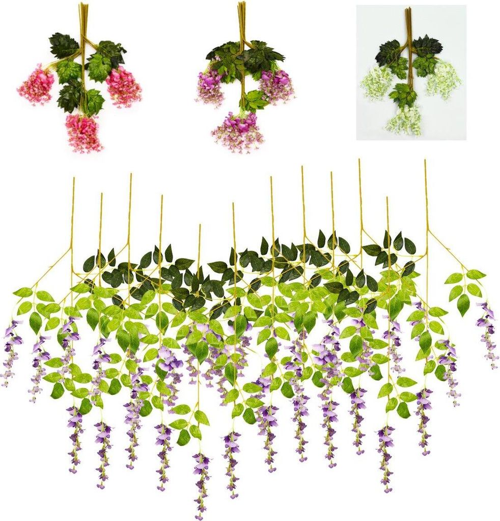 12 Stück künstlich Seidenblume Wisteria Weinberge Garten Hochzeit Dekorationen - 3