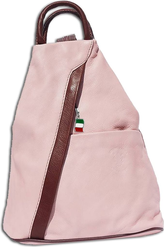 Florence echtes Leder Rucksack Tasche Damen rosa braun OTF604A