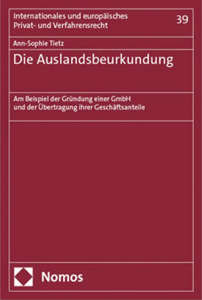 Guide Die Auslandsbeurkundung pour Création de GmbH à l'Étranger