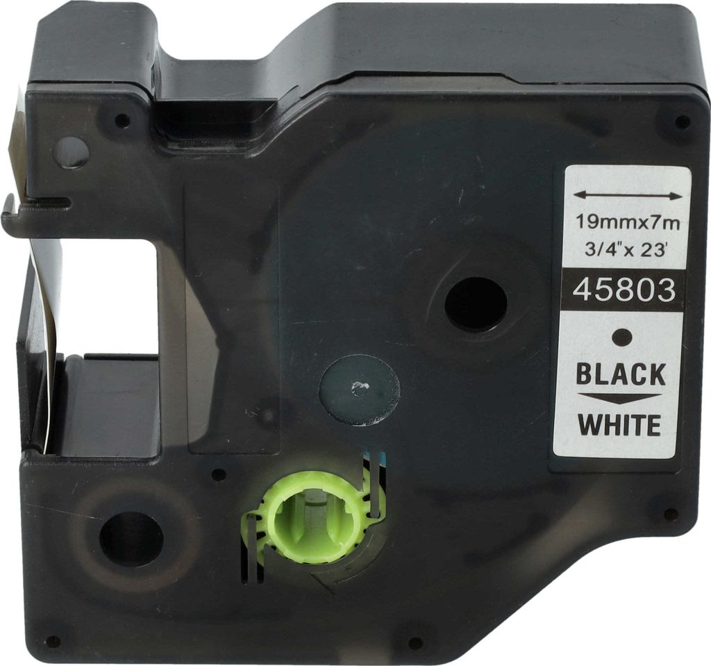 vhbw Schriftband-Kassette kompatibel mit Dymo LabelManager 450D, 500TS, 500, PC II Etiketten-Drucker 7m x 19mm Schwarz auf Weiß