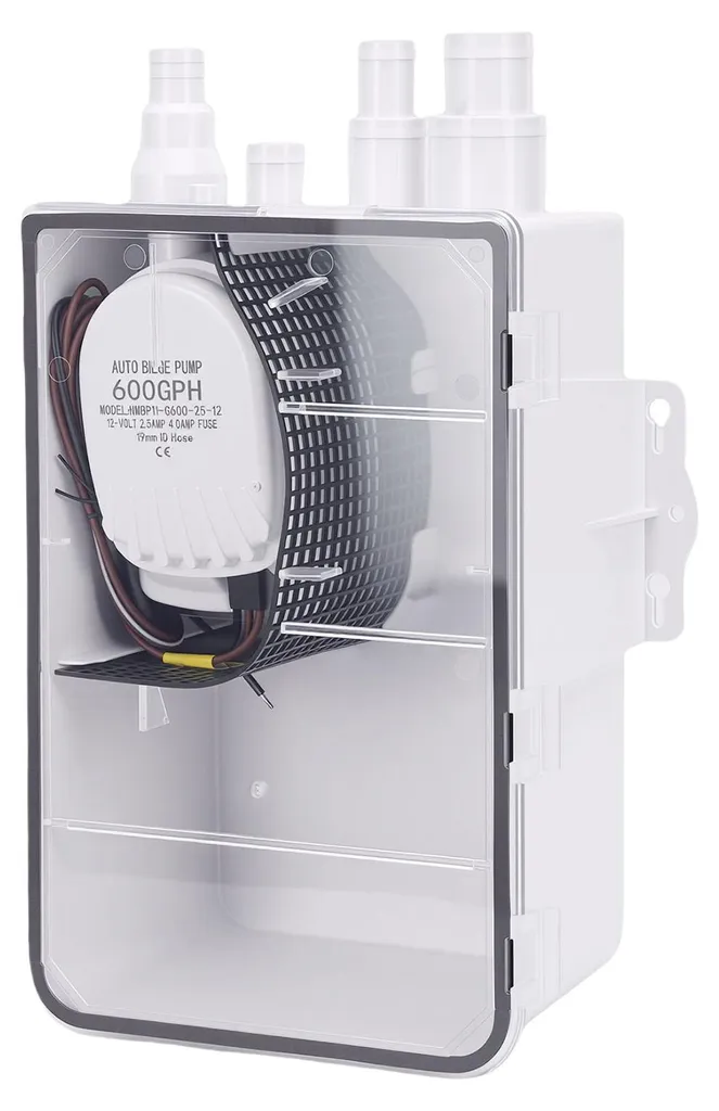 Pompe de Douche 12V 600 GPH à Raccords Multiples - Boîtier Compact et Robuste - 4