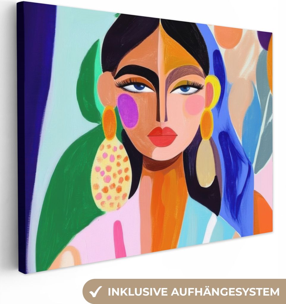 Leinwand Bilder 80x60 cm - Eklektisch - Frau - Porträt, Bild Modern, Wanddeko, Gemälde