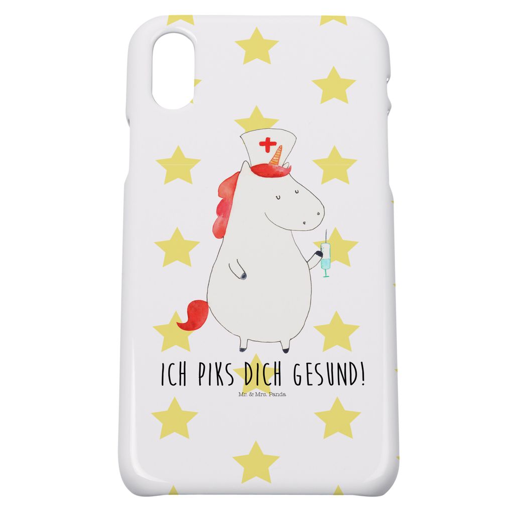 Mr. & Mrs. Panda Iphone 10 Handyhülle Einhorn Krankenschwester - Weiß - Geschenk, Hülle, X, Ärztin, Cover, Unicorn, Krankenpfleger, Krankenpfle...