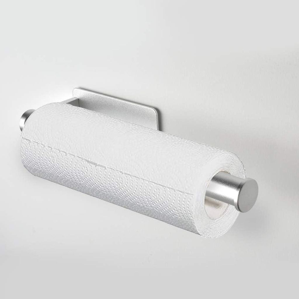 Küchenrollenhalter ohne Bohren, Küchenpapierhalter Wand Küchenrollen Halter Aufbewahrung Organizer, Aluminium
