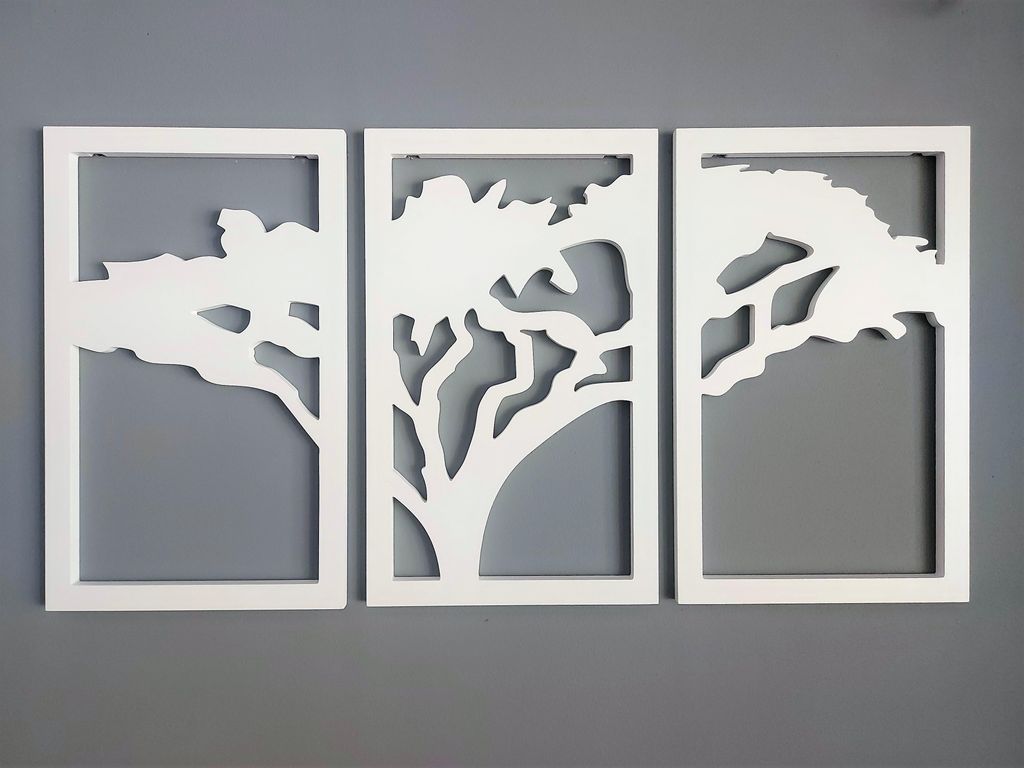 Triptychon-Wandgemälde, Wandgemälde mit afrikanischem Baum
