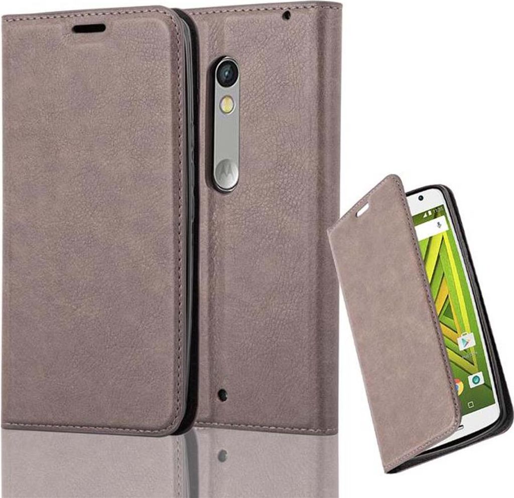 Cadorabo Hülle für Motorola MOTO X PLAY Schutz Hülle in Braun Handyhülle Etui Case Cover Magnetverschluss