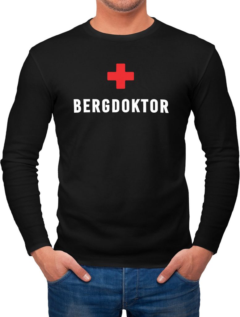 Herren Longsleeve Bergdoktor Apre Ski Party Shirt Langarm-Shirt Moonworks M
