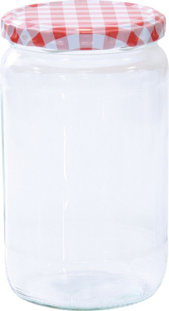 Wurstglas 720 ml Deckel Karo rot/weiß