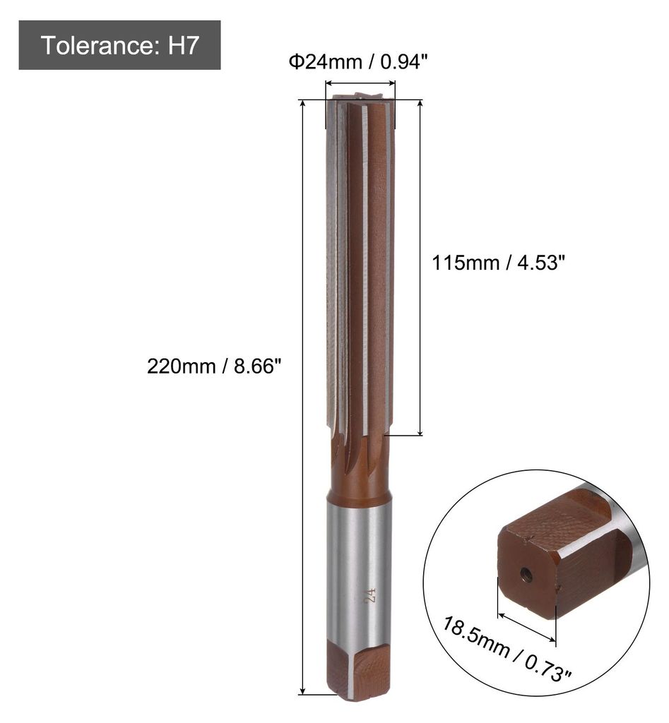 Handreibahle 24mm H7 Metrische Reibahle Bohrer fš¹r Metall Holz Loch Reiben, gerade Nuten 9SiCr Legierter Stahl Schneidwerkzeug