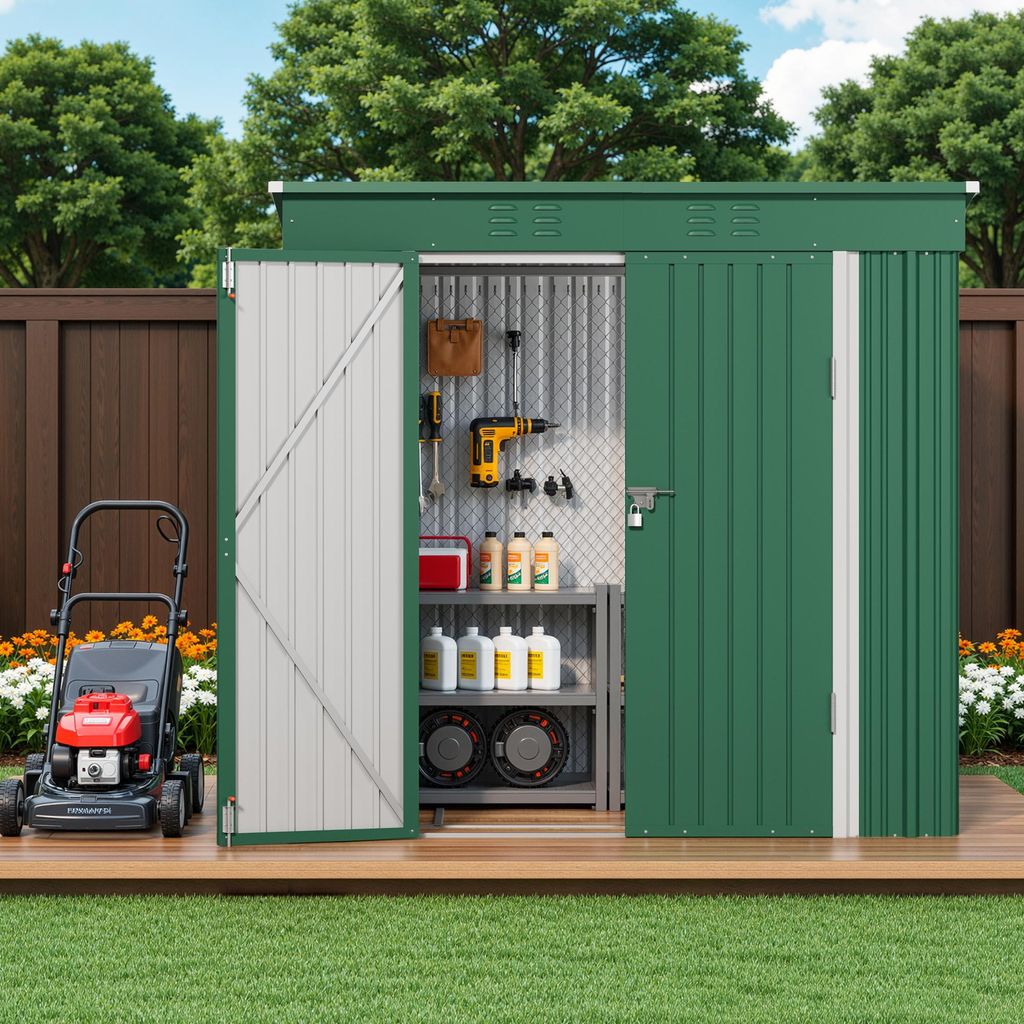 BEALIFE Kovová záhradná búda 195x130x180 cm s podstavcom a Obrázok produktu 