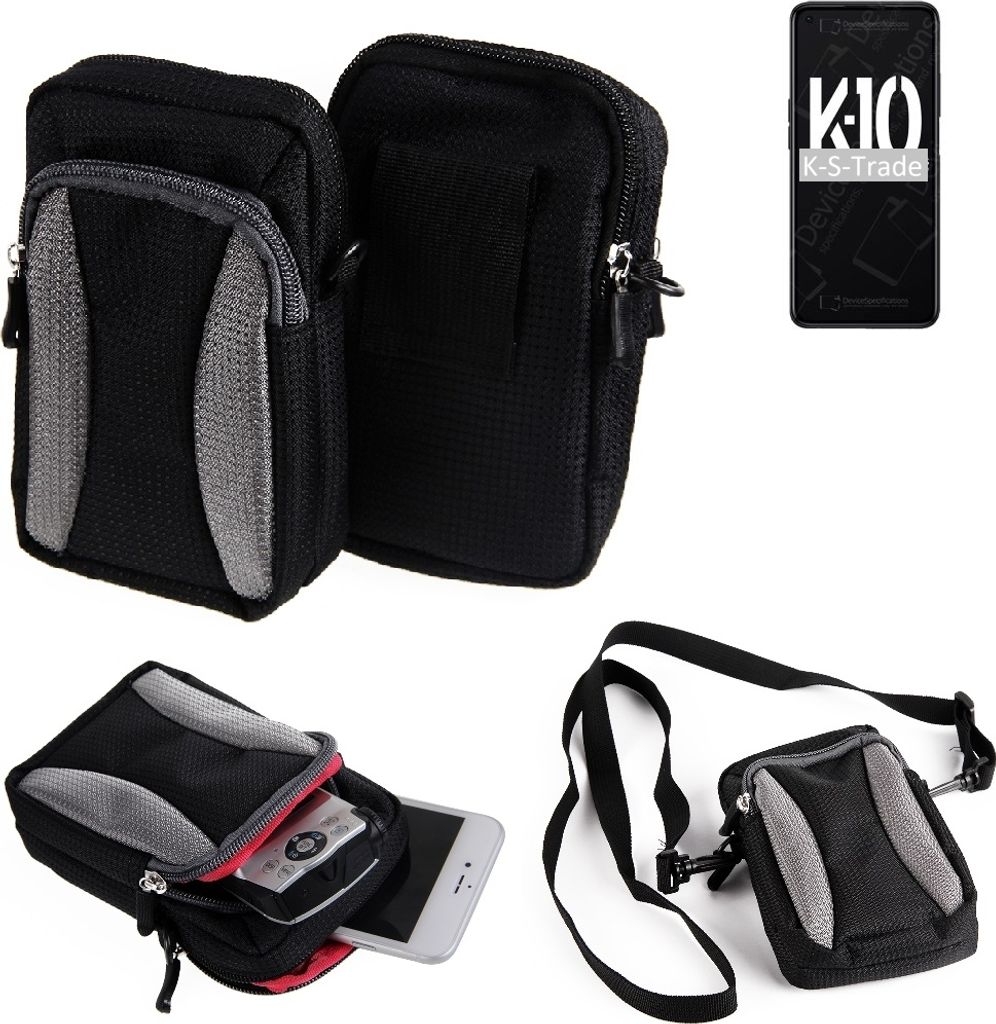 K-S-Trade Holster Schutz Hülle kompatibel mit Oppo K10 Handy Hülle Gürteltasche Umhängetasche mit Zusatzfach schwarz