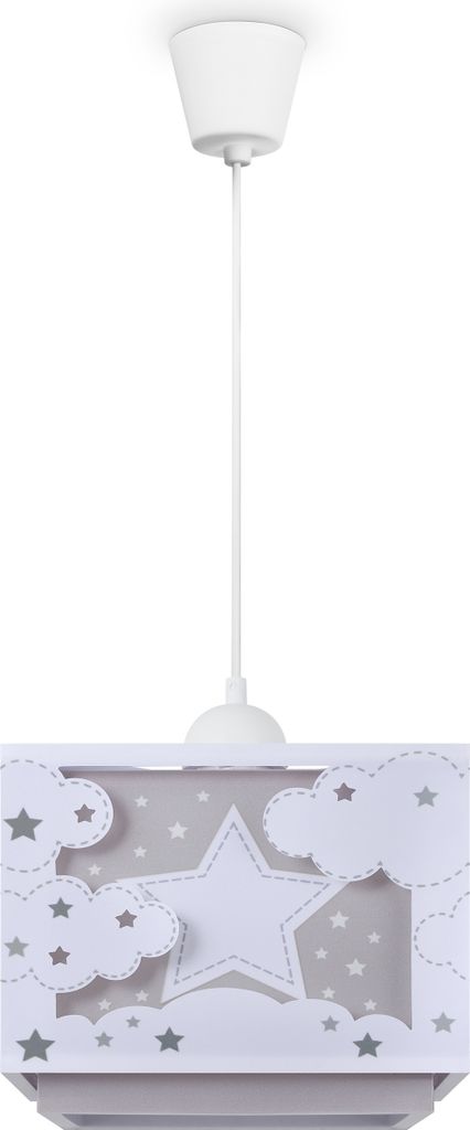 Kinderzimmer Hängelampe Lampenschirm Stoff Regenbogen Stern Löwe Dino Mond