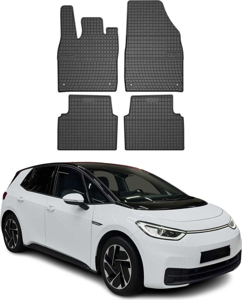 2019-2025 VW ID.3 tappetini in gomma nero 4 pz Immagine del prodotto 