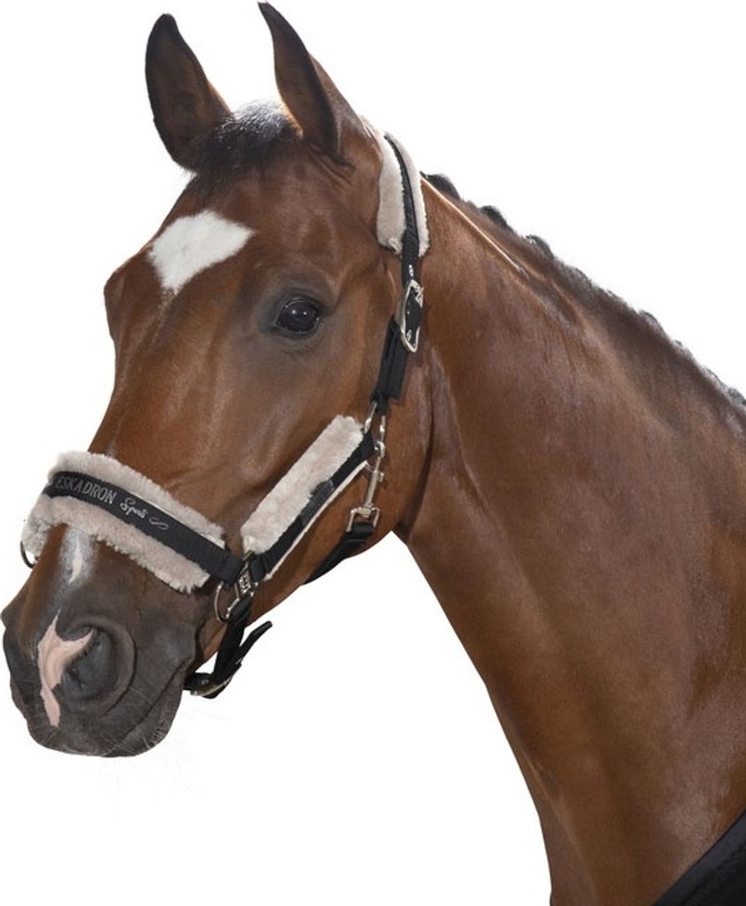 Eskadron Halfter mit Dopperdornschnalle FAUXFUR, Stallhalfter Größe - X-Warmblut Farbe - caviar