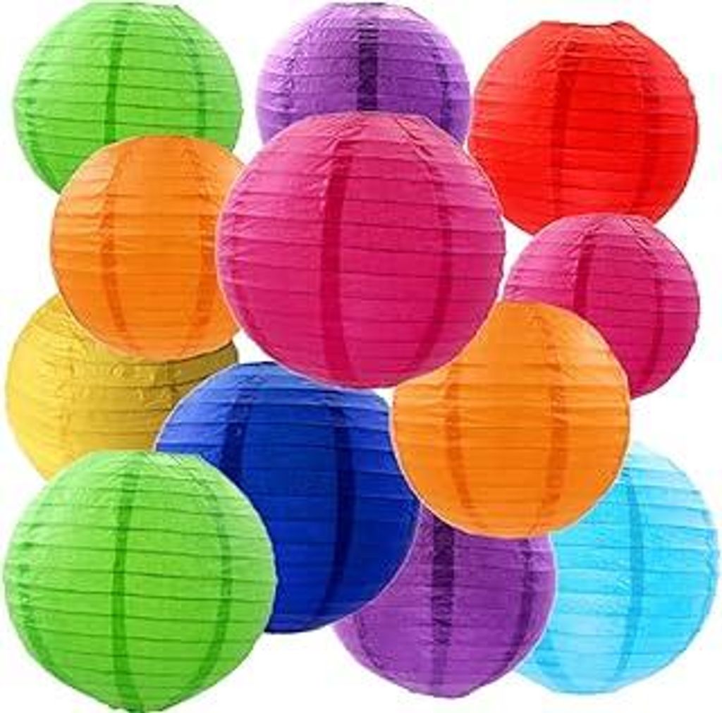 16 Stück Papier Lampions Regenbogen,Bunt Runde Papierlaterne Papier Laterne für Lampenschirm Deko, Geburtstagsfeier,Hochzeitsdekorationen?Gartenp...