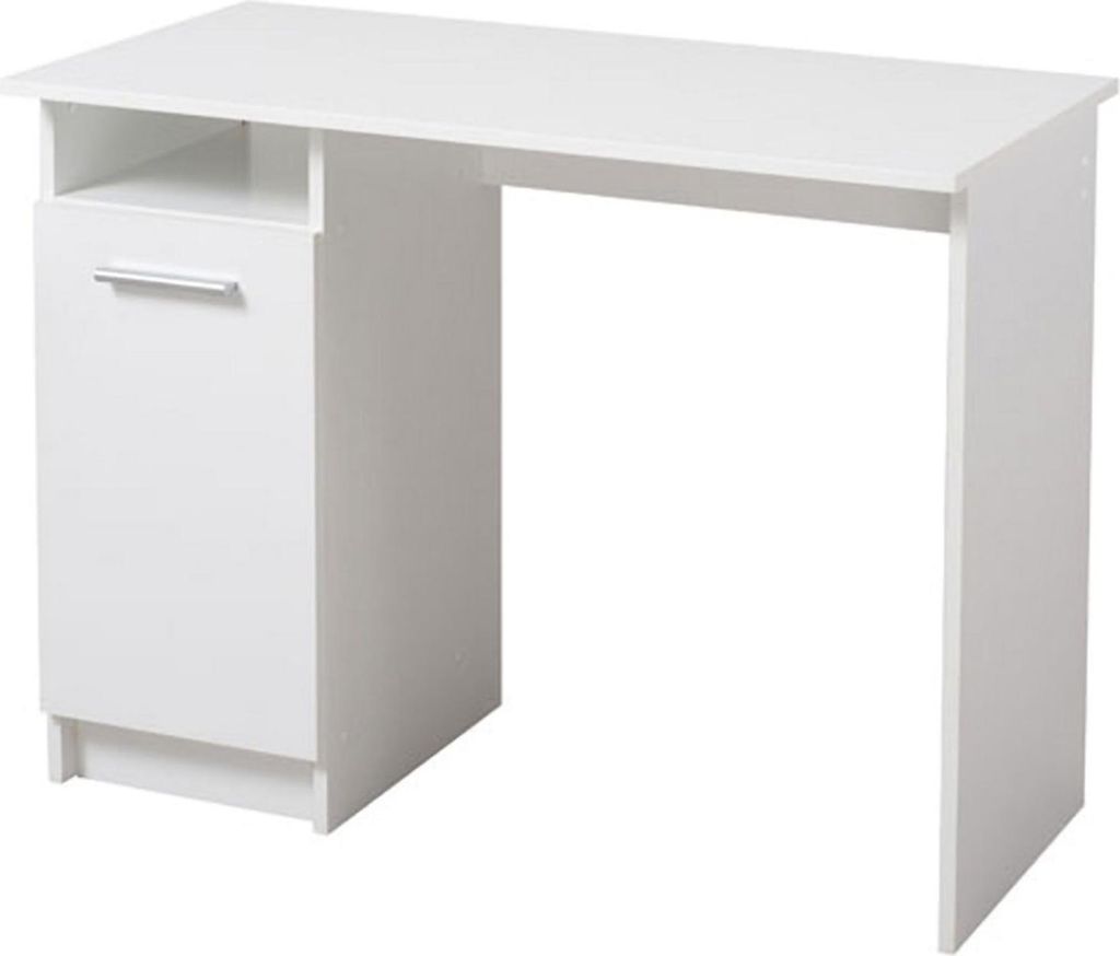 Dmora Schreibtisch Tiriolo 100x50x75 cm Weiß Matt, 2 Regale, 3 Fächer
