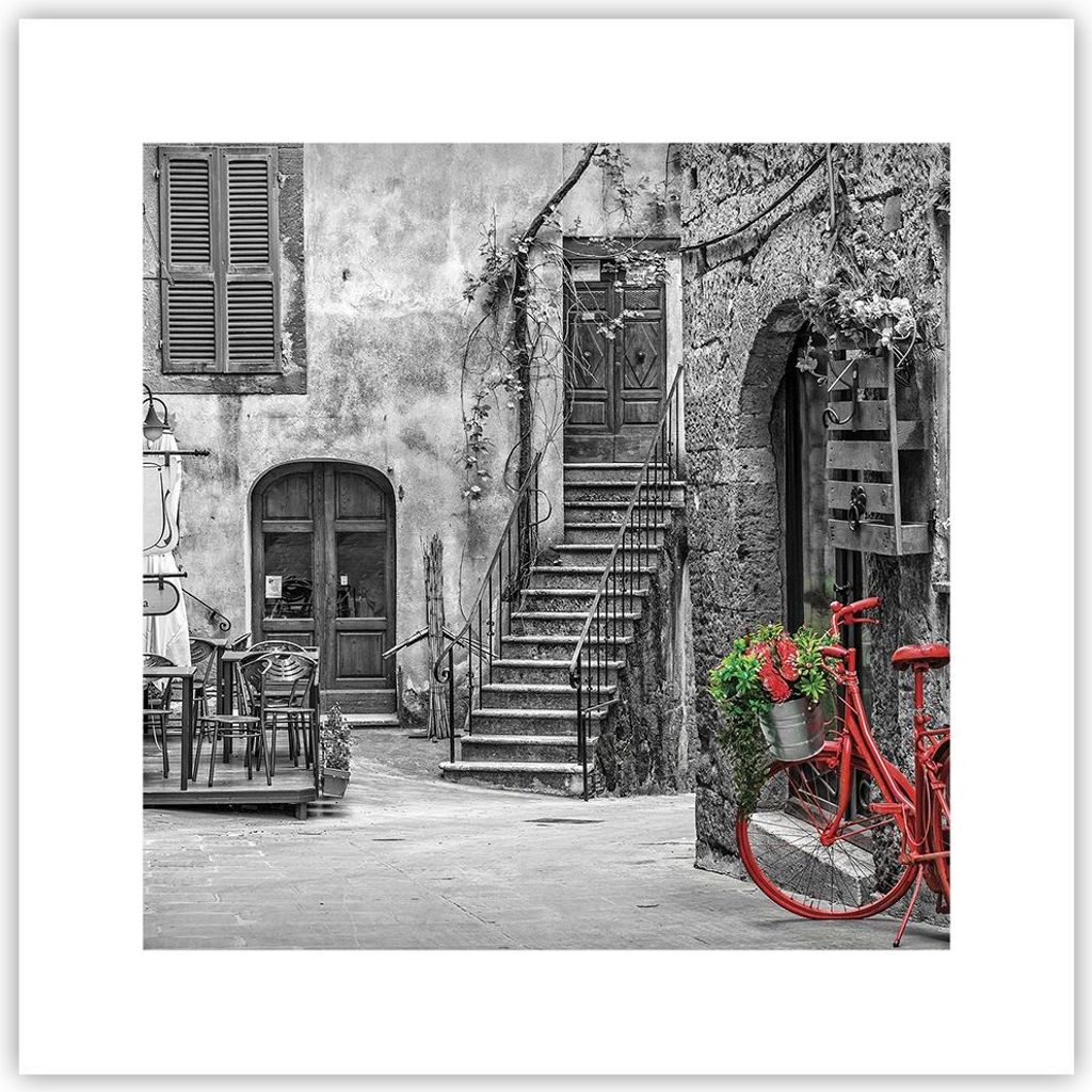 Poster - Poster ohne Rahmen - Rot Fahrrad Allee - 30x30 cm Produktbild 