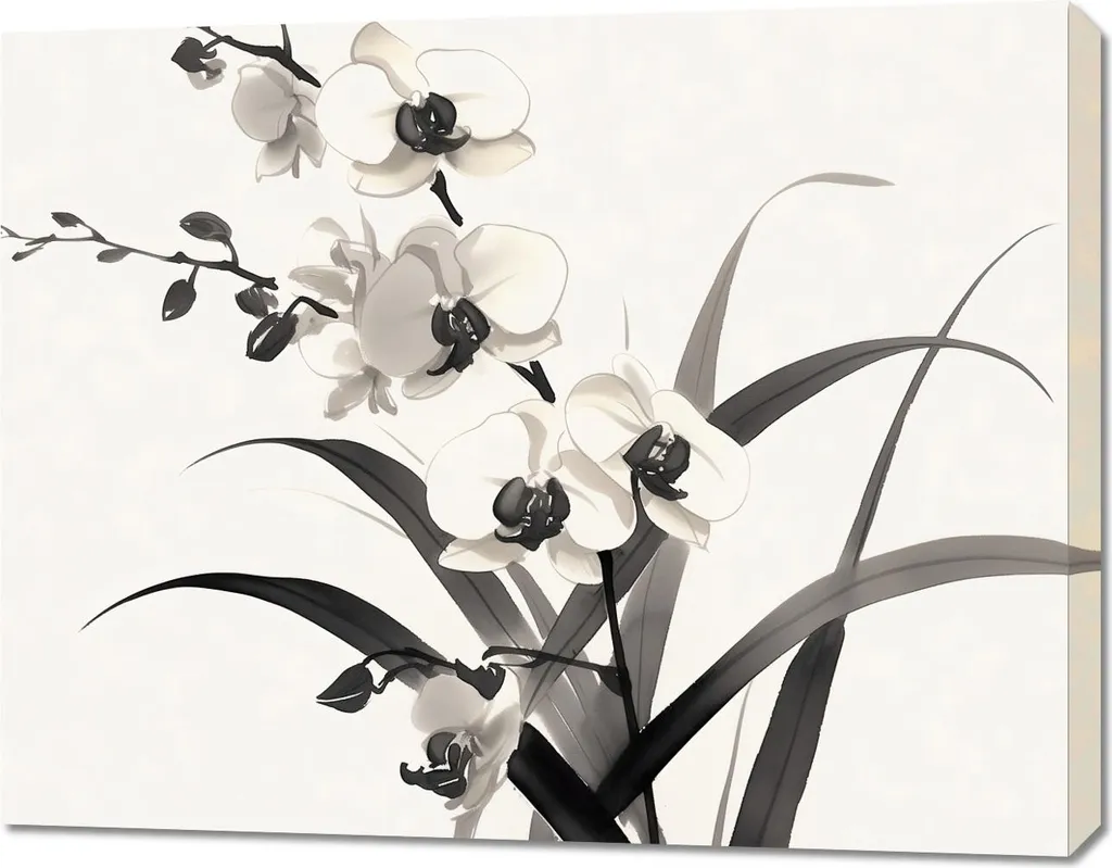 Cadre Déco Orchidée Blanche 90x70 cm - Toile Imprimée Style Nature Zen