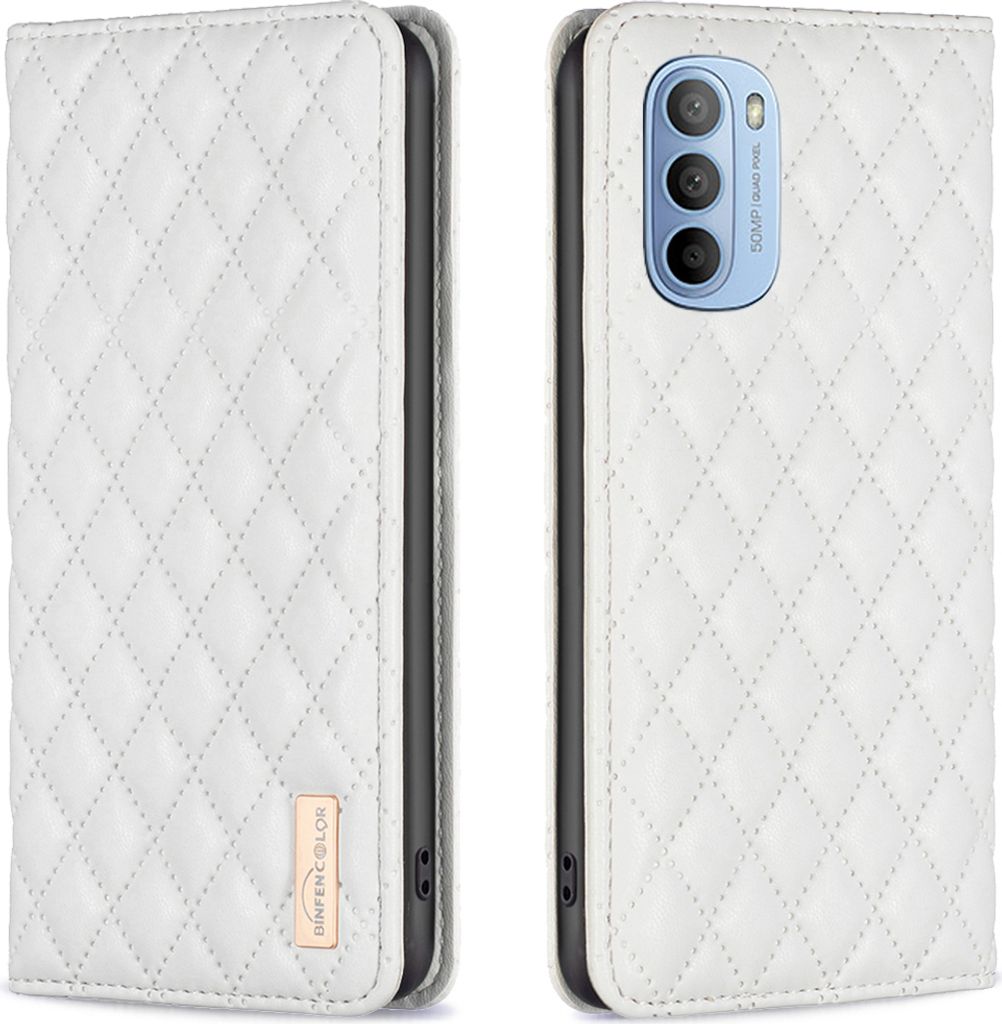 Moto G41 Hülle, Elegant Bookstyle Flip Leder Kartenfächer Schutzhülle mit Ständer für Motorola Moto G31 G41 Weiß